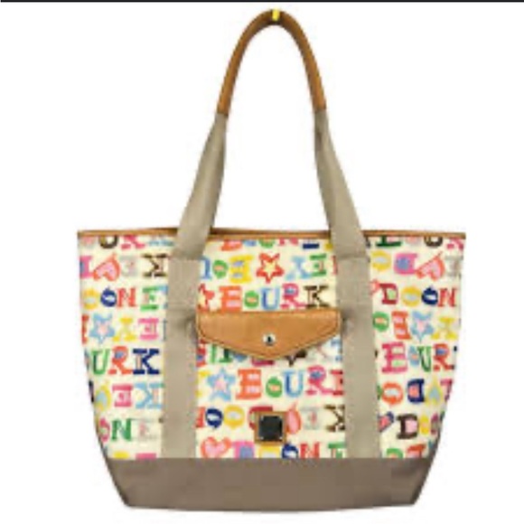 Vintage Y2K Dooney & Bourke Coated Rainbow Doodle Graffiti Handbag Purse Rare - Picture 1 of 16